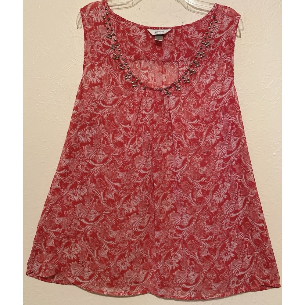 CJ Banks 3x Sleeveless Blouse Floral Paisley Top Vneck Studded Flowy Lightweight